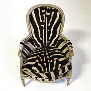 Louis XV Bergere in Zebra Hide