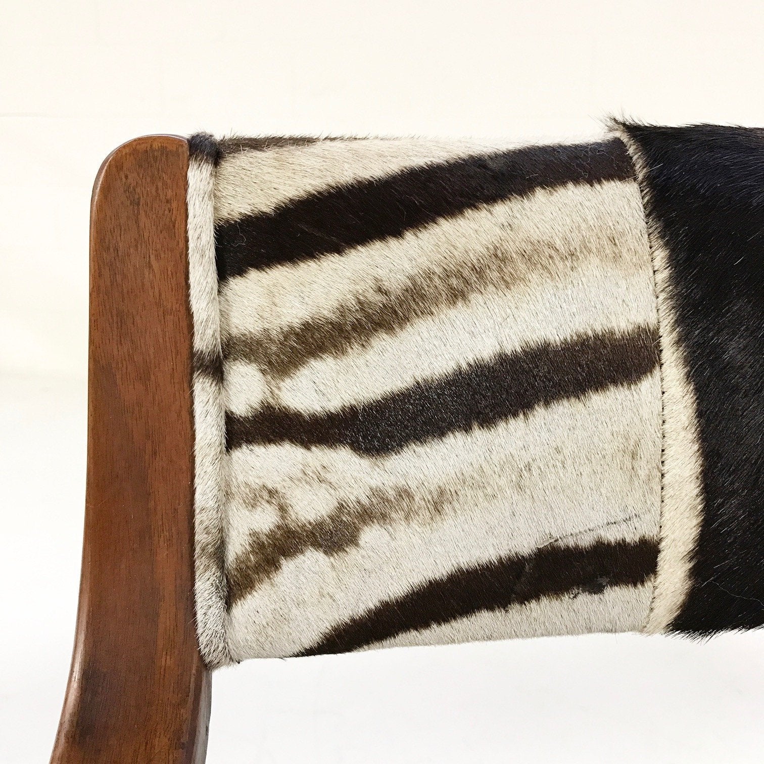 Danish Style Settee Loveseat in Zebra Hide