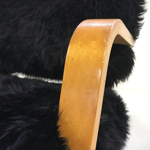 Thonet Chairs Reupholstered in Black Sheepskin