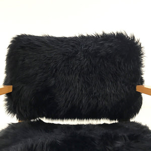 Thonet Chairs Reupholstered in Black Sheepskin
