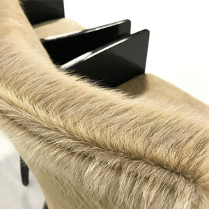 Pair of Art Deco Black Lacquered Chairs in Brazilian Cowhide