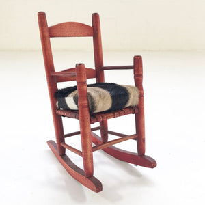Mini Red Rocker with Zebra Hide Cushion