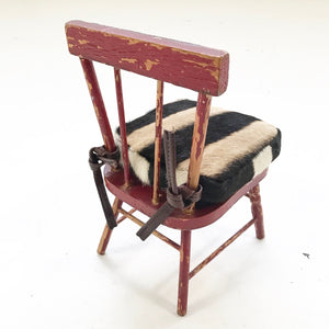 Mini Painted Red Chair with Zebra Hide Cushion