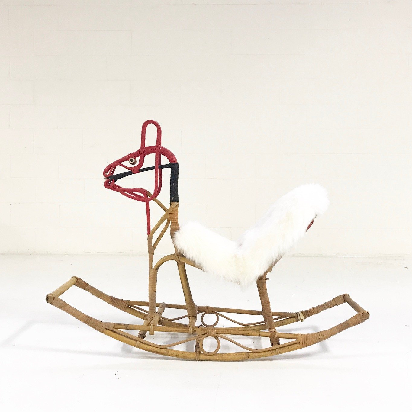 Scandinavian Rocking Horse with Sheepskin Saddle