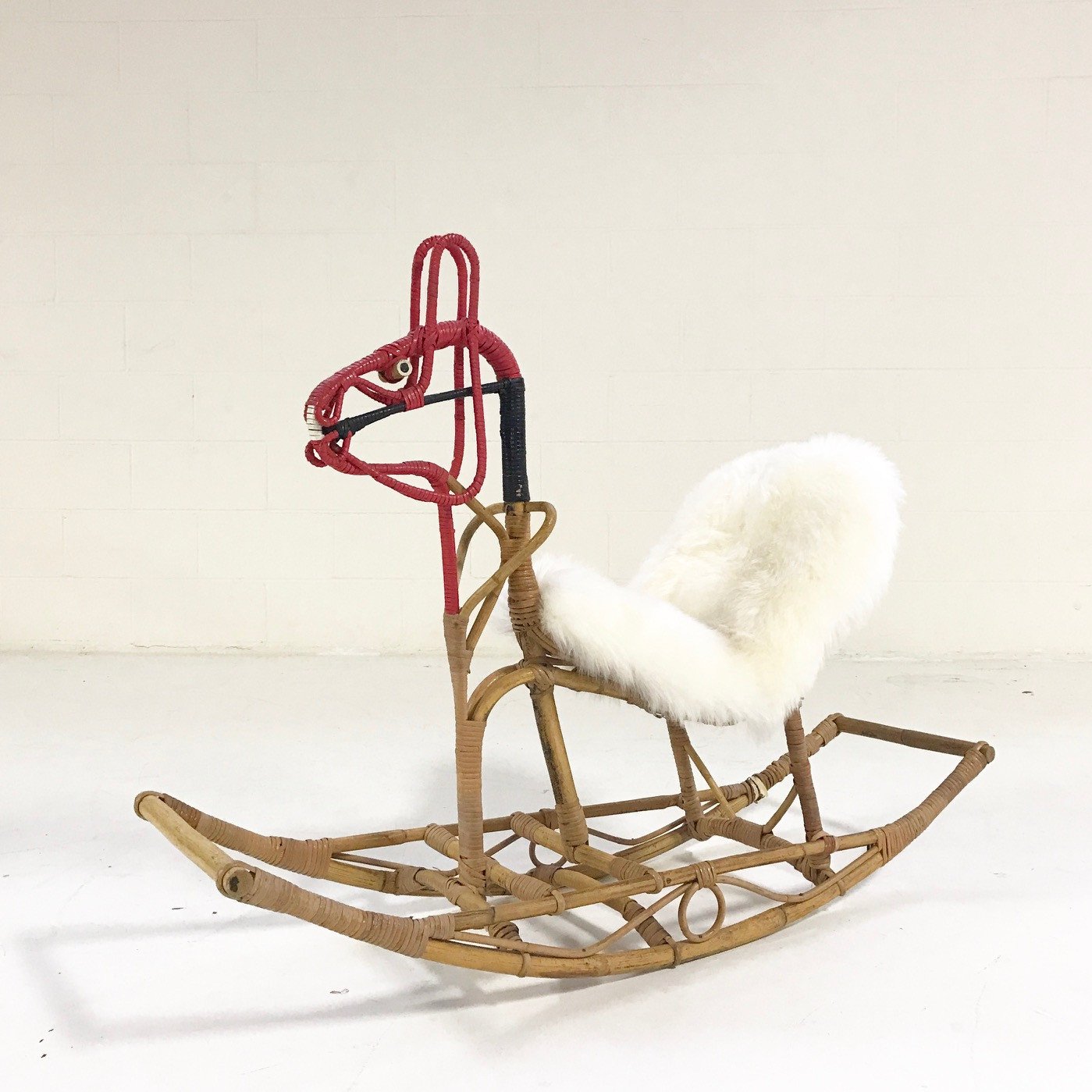Scandinavian Rocking Horse with Sheepskin Saddle