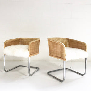 Wicker Chairs in Sheepskin