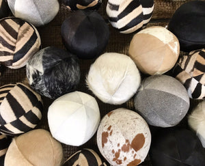 Brown & White Speckled Cowhide Ball Pillow 12"