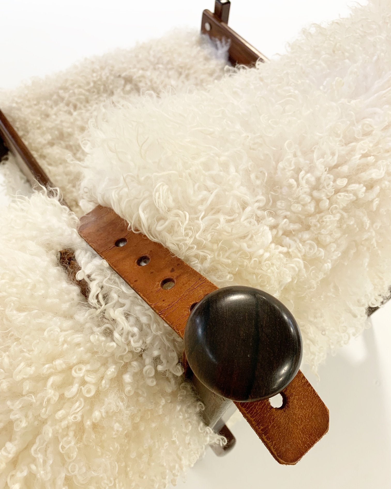 Sergio Rodrigues for Oca Solid Jacaranda Tonico Chair in Gotland Sheepskin and Loro Piana Italian Buffalo Leather
