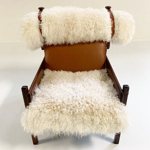 Sergio Rodrigues for Oca Solid Jacaranda Tonico Chair in Gotland Sheepskin and Loro Piana Italian Buffalo Leather