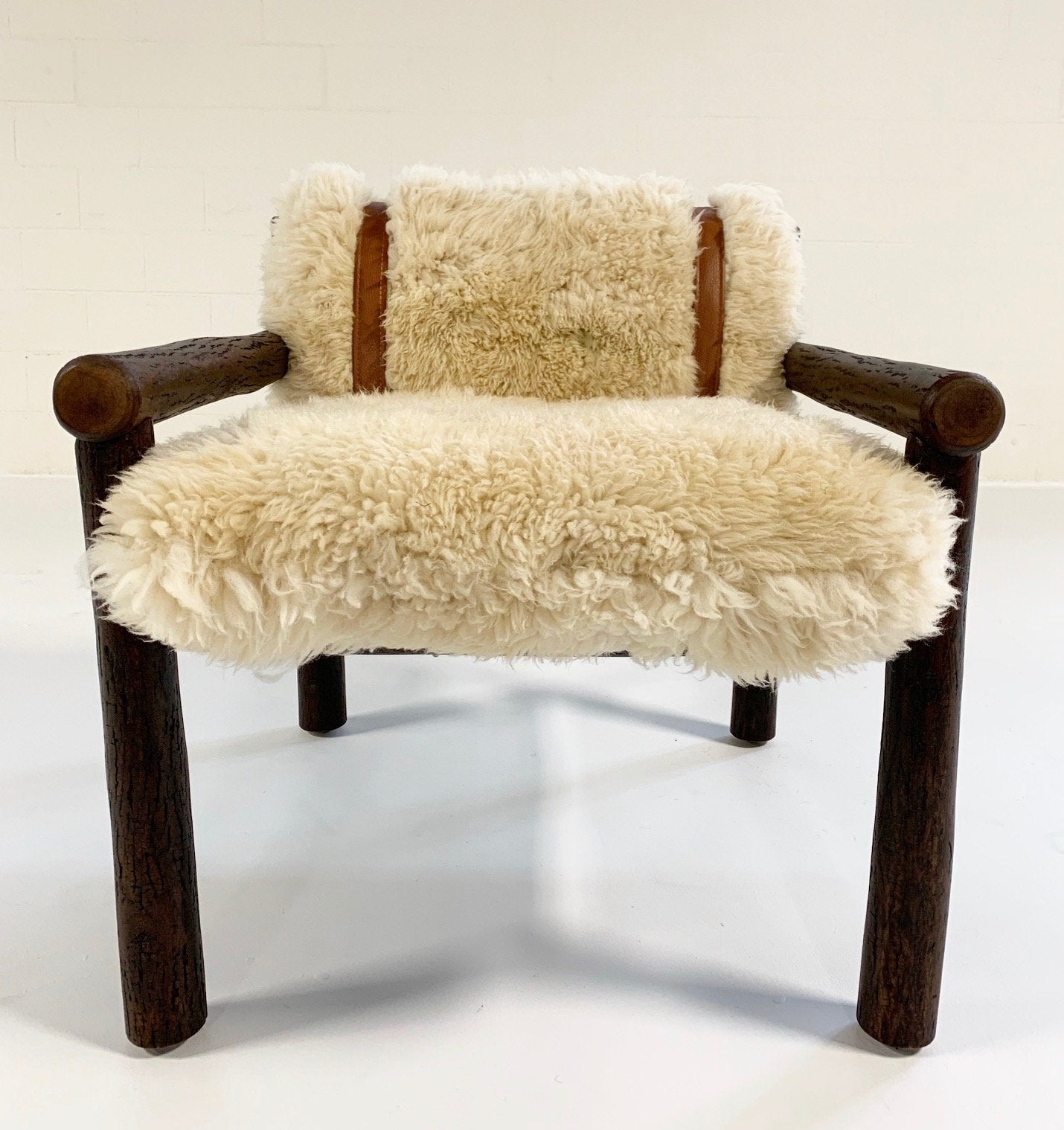 Forsyth x Old Hickory Butte Chair and Ottoman with California Sheepskin Cushions and Loro Piana Buffalo Leather