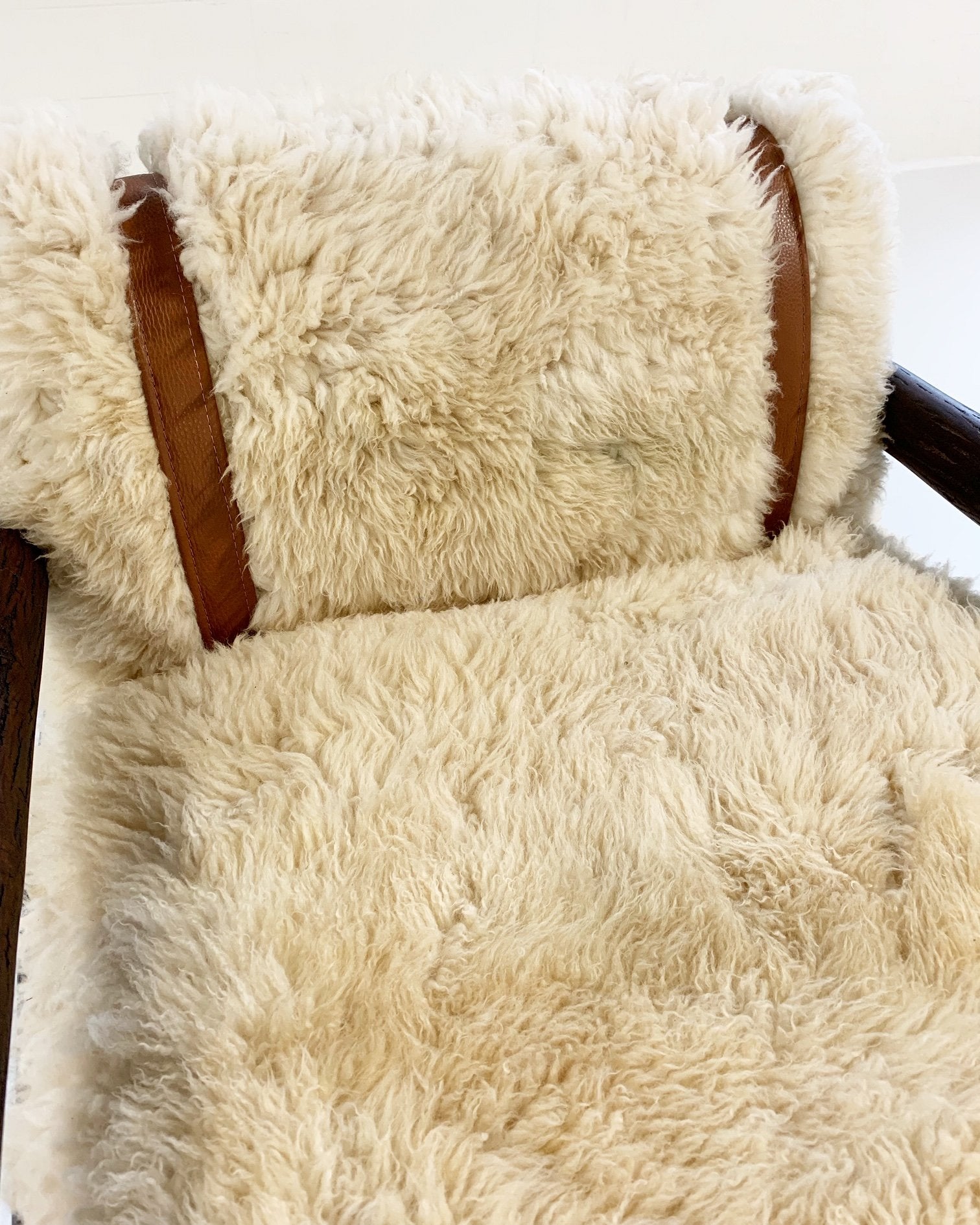 Forsyth x Old Hickory Butte Chair and Ottoman with California Sheepskin Cushions and Loro Piana Buffalo Leather