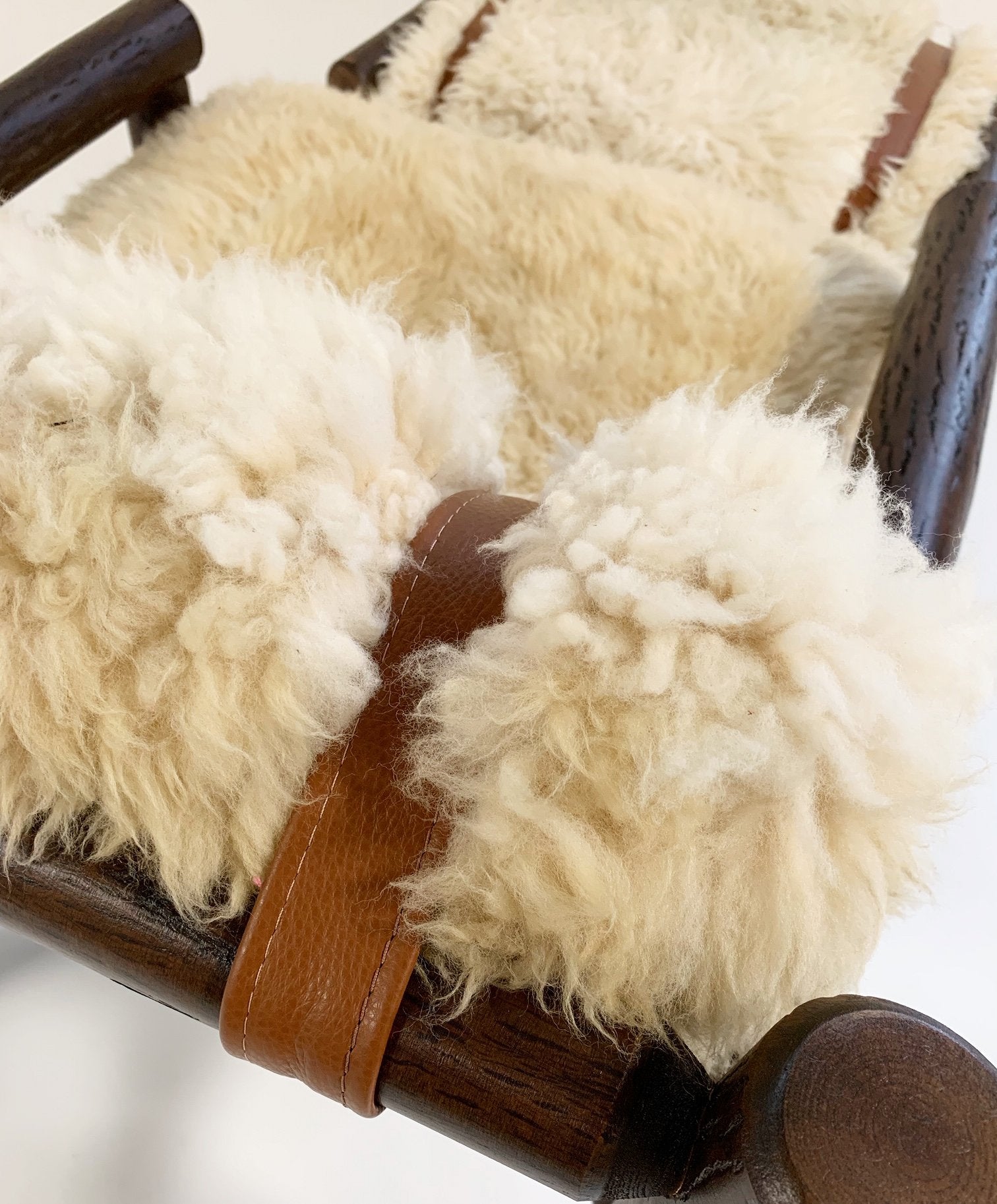 Forsyth x Old Hickory Butte Chair and Ottoman with California Sheepskin Cushions and Loro Piana Buffalo Leather