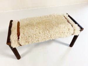 Forsyth x Old Hickory Butte Bench with California Sheepskin Cushion and Loro Piana Buffalo Leather