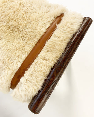 Forsyth x Old Hickory Butte Bench with California Sheepskin Cushion and Loro Piana Buffalo Leather