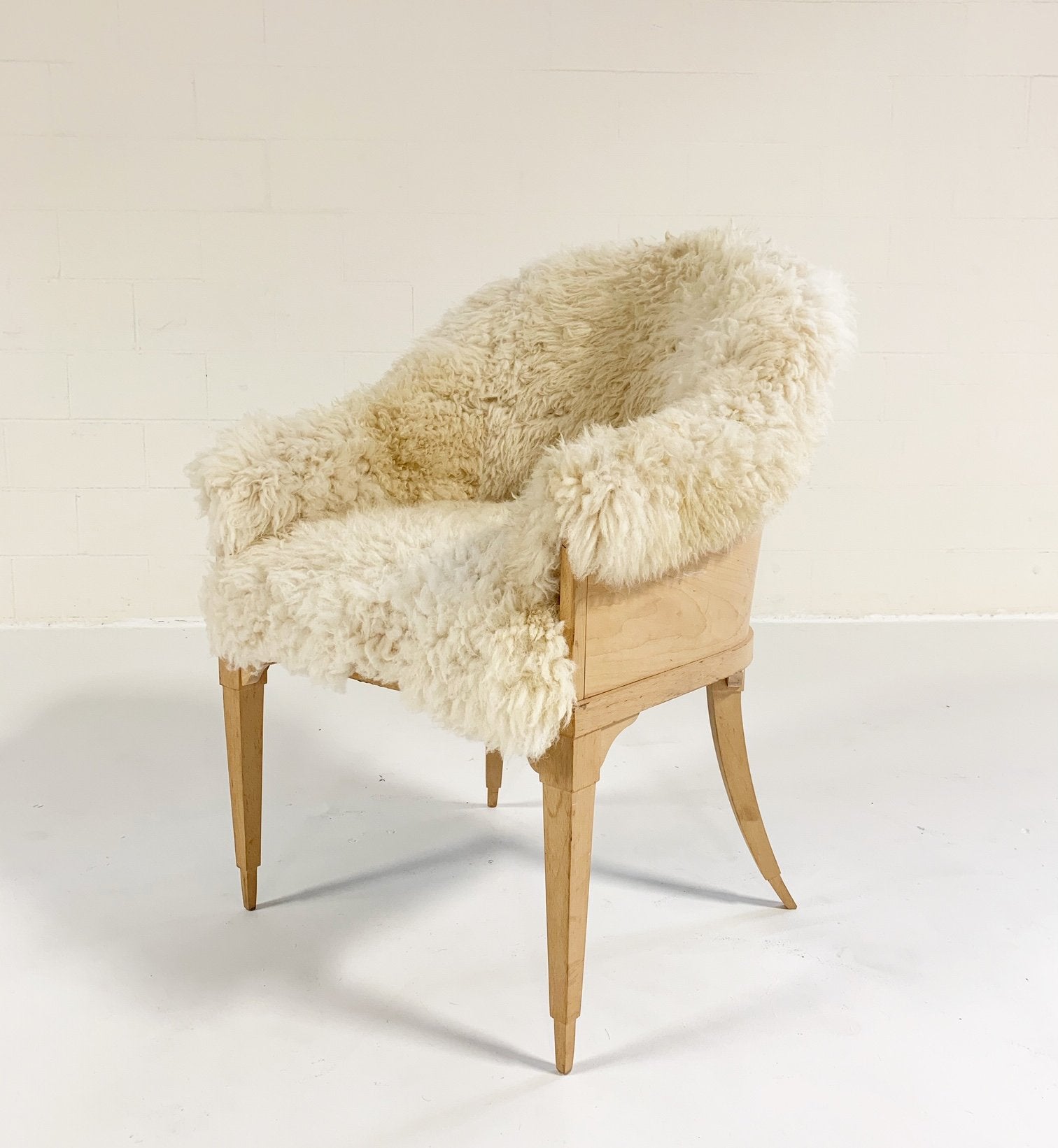 Barrel Back Chair in California Sheepskin