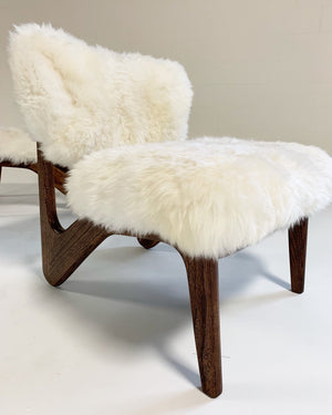 Adrian Pearsall Style Sculptural Chairs in Brazilian Sheepskin