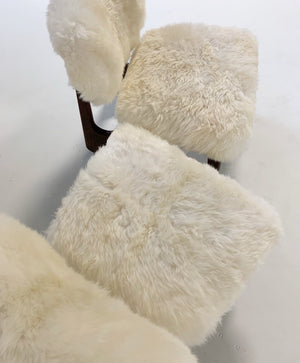 Adrian Pearsall Style Sculptural Chairs in Brazilian Sheepskin