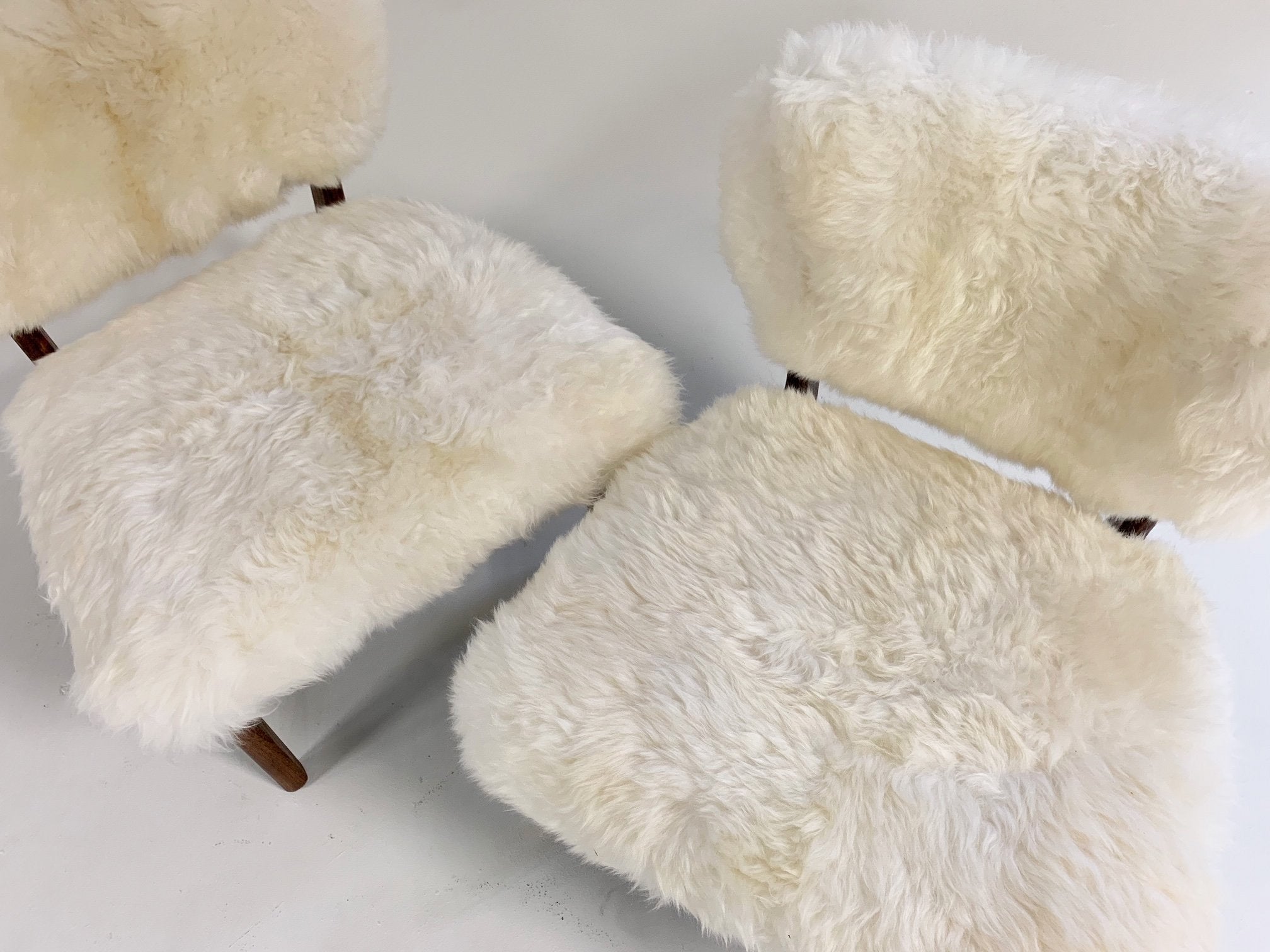 Adrian Pearsall Style Sculptural Chairs in Brazilian Sheepskin