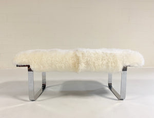 Milo Baughman Chrome Bench in Brazilian Sheepskin