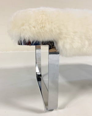 Milo Baughman Chrome Bench in Brazilian Sheepskin