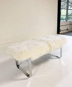 Milo Baughman Chrome Bench in Brazilian Sheepskin