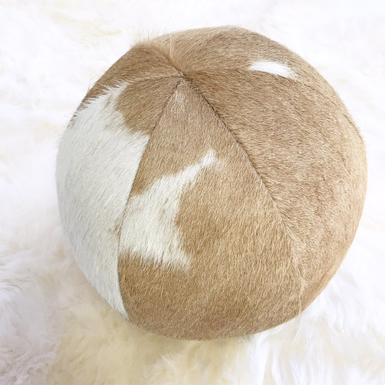 Palomino & White Cowhide Ball Pillow 12"