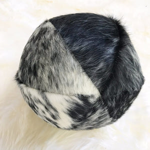 Black & White Speckled Cowhide Ball Pillow 12"