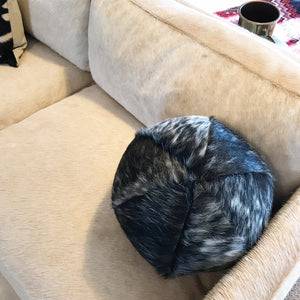 Black & White Speckled Cowhide Ball Pillow 12"