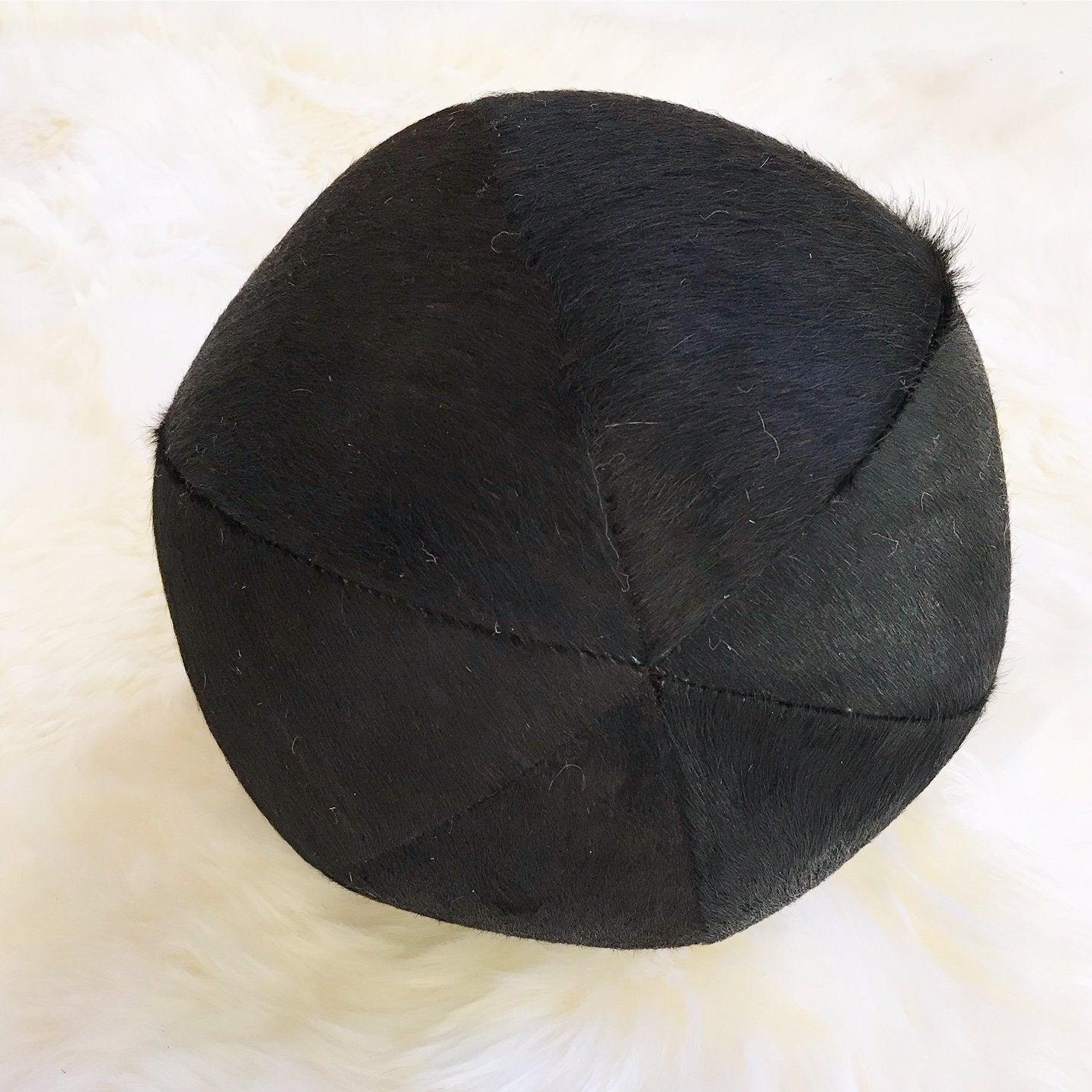 Natural Black Cowhide Ball Pillow 12"