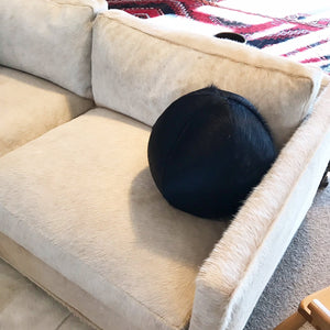 Natural Black Cowhide Ball Pillow 12"