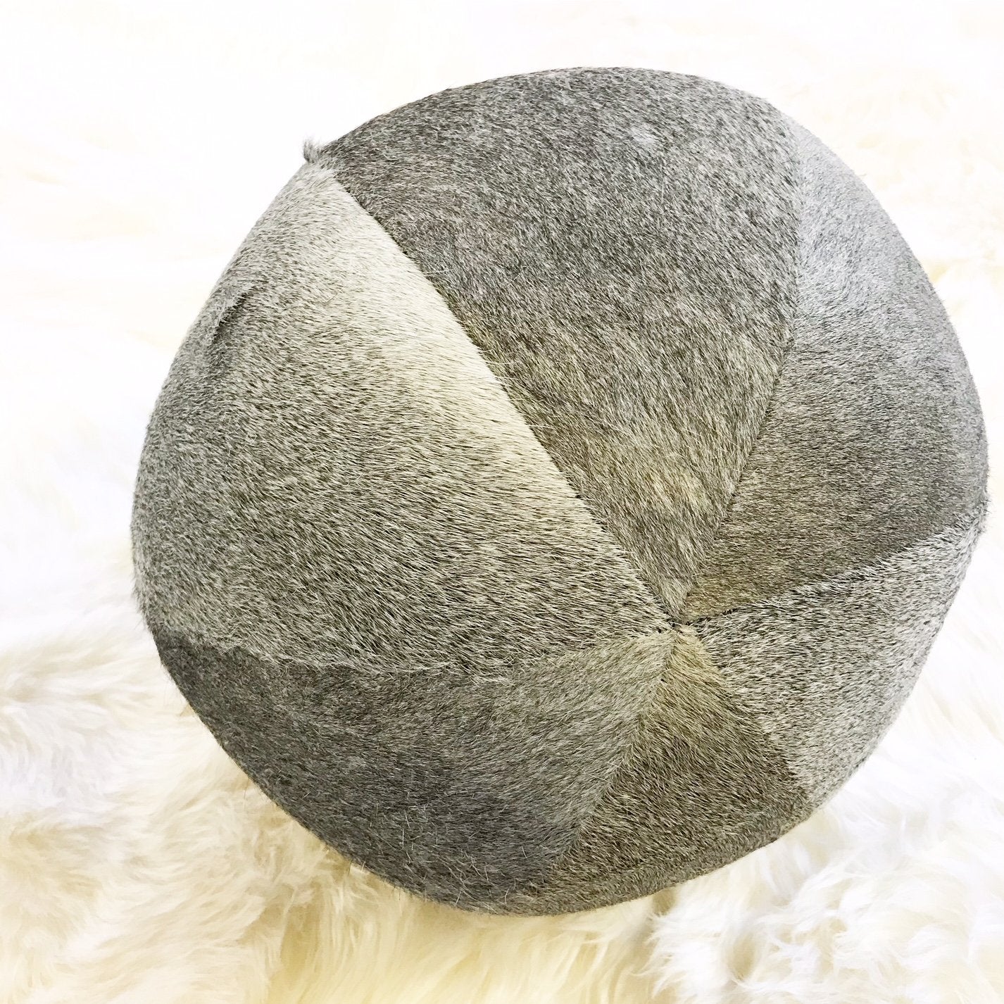 Salt & Pepper Cowhide Ball Pillow 12"