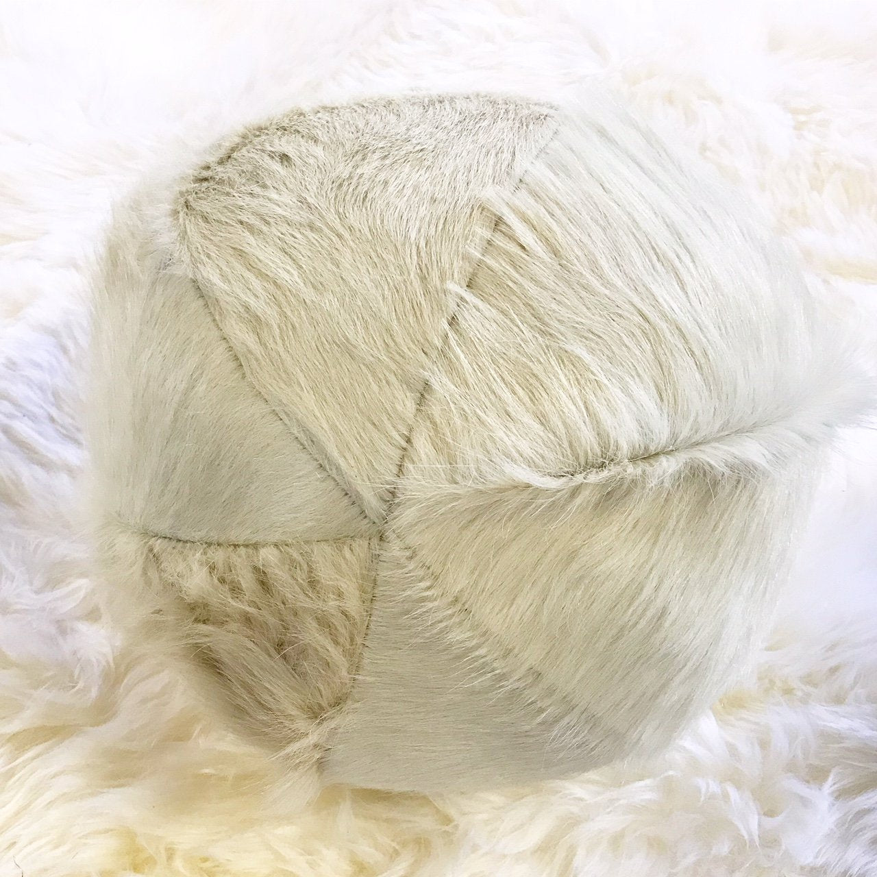 Natural Ivory Cowhide Ball Pillow 12"