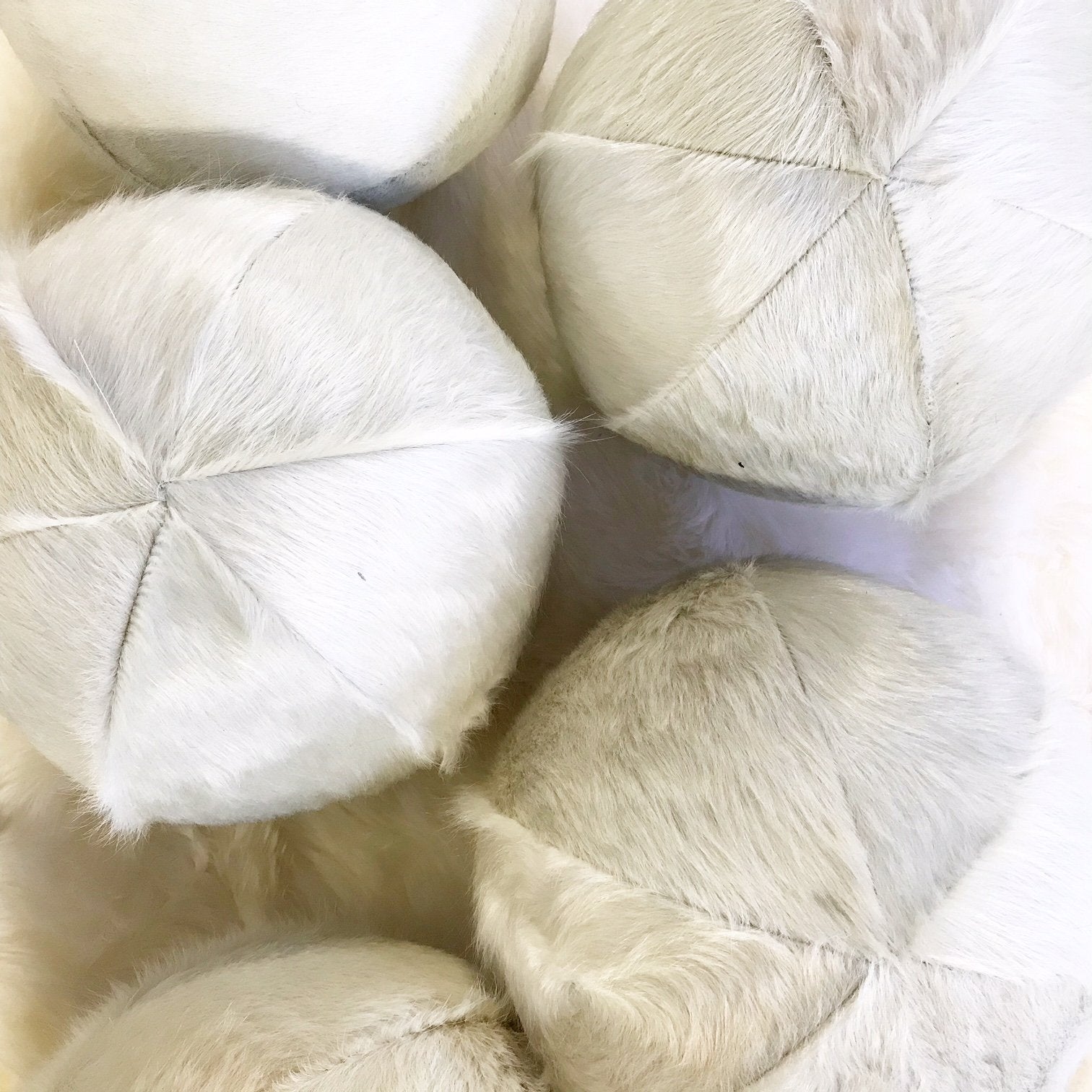 Natural Ivory Cowhide Ball Pillow 12"