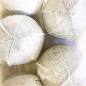 Natural Ivory Cowhide Ball Pillow 12"