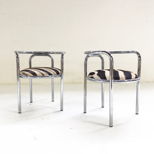 Danish Chrome Tube Chairs in Zebra Hide