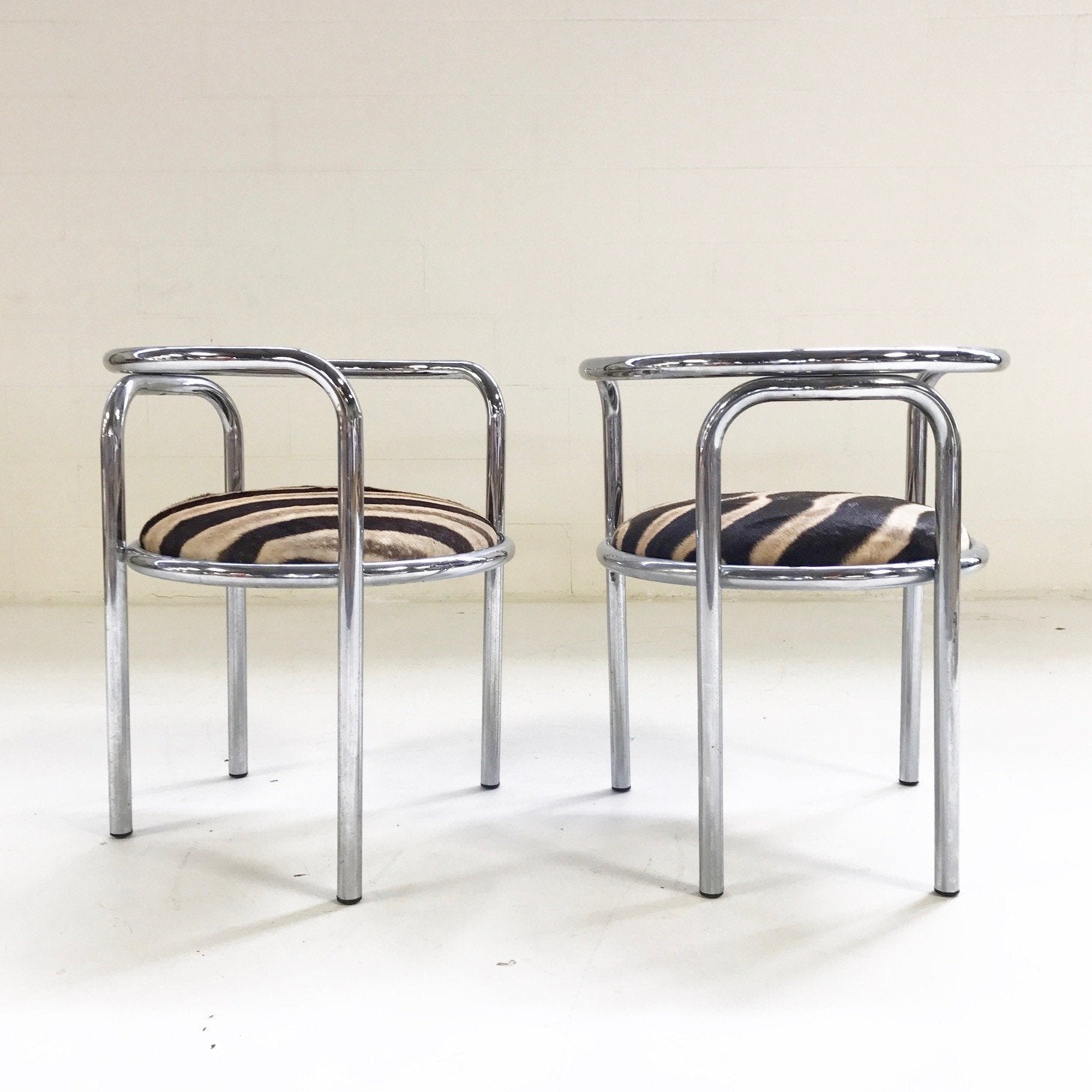 Danish Chrome Tube Chairs in Zebra Hide