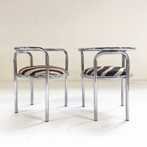 Danish Chrome Tube Chairs in Zebra Hide