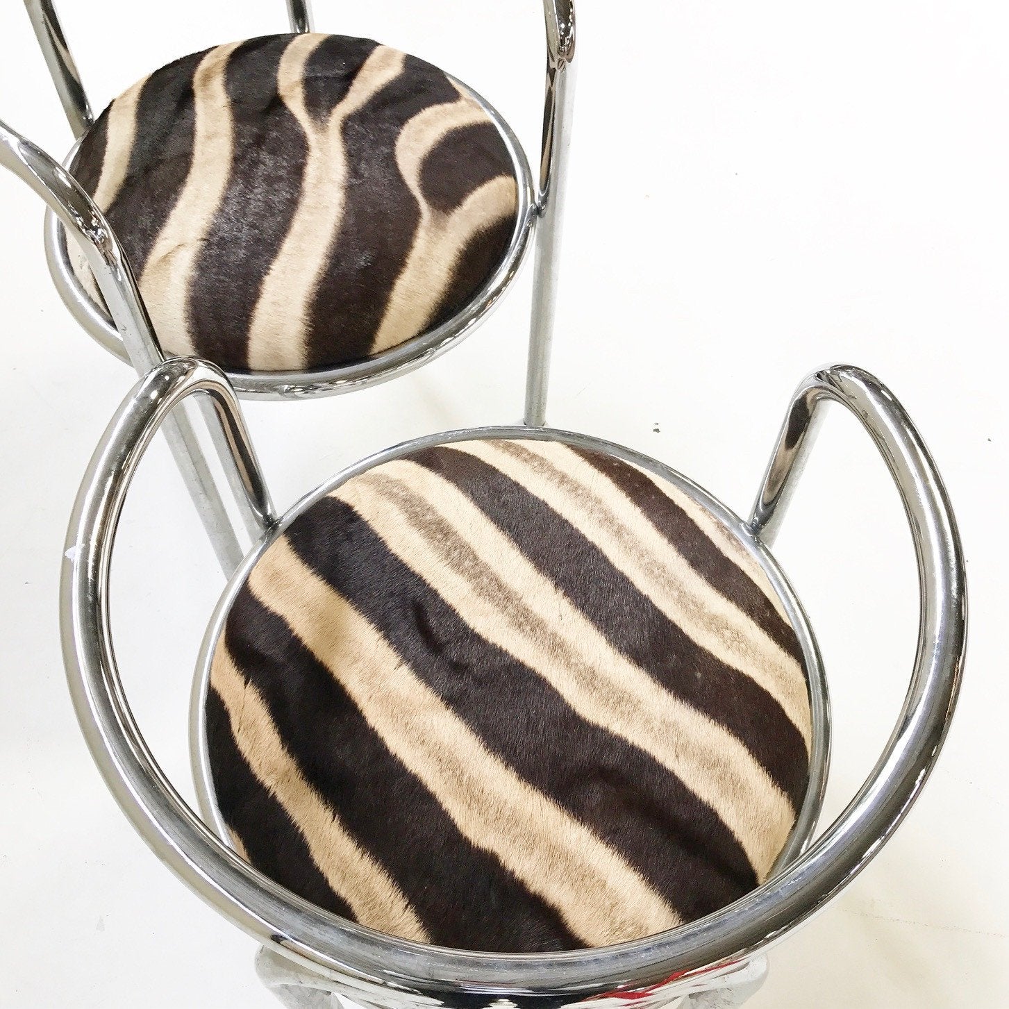 Danish Chrome Tube Chairs in Zebra Hide