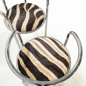 Danish Chrome Tube Chairs in Zebra Hide