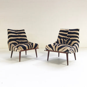 Adrian Pearsall Style Lounge Chairs in Zebra Hide