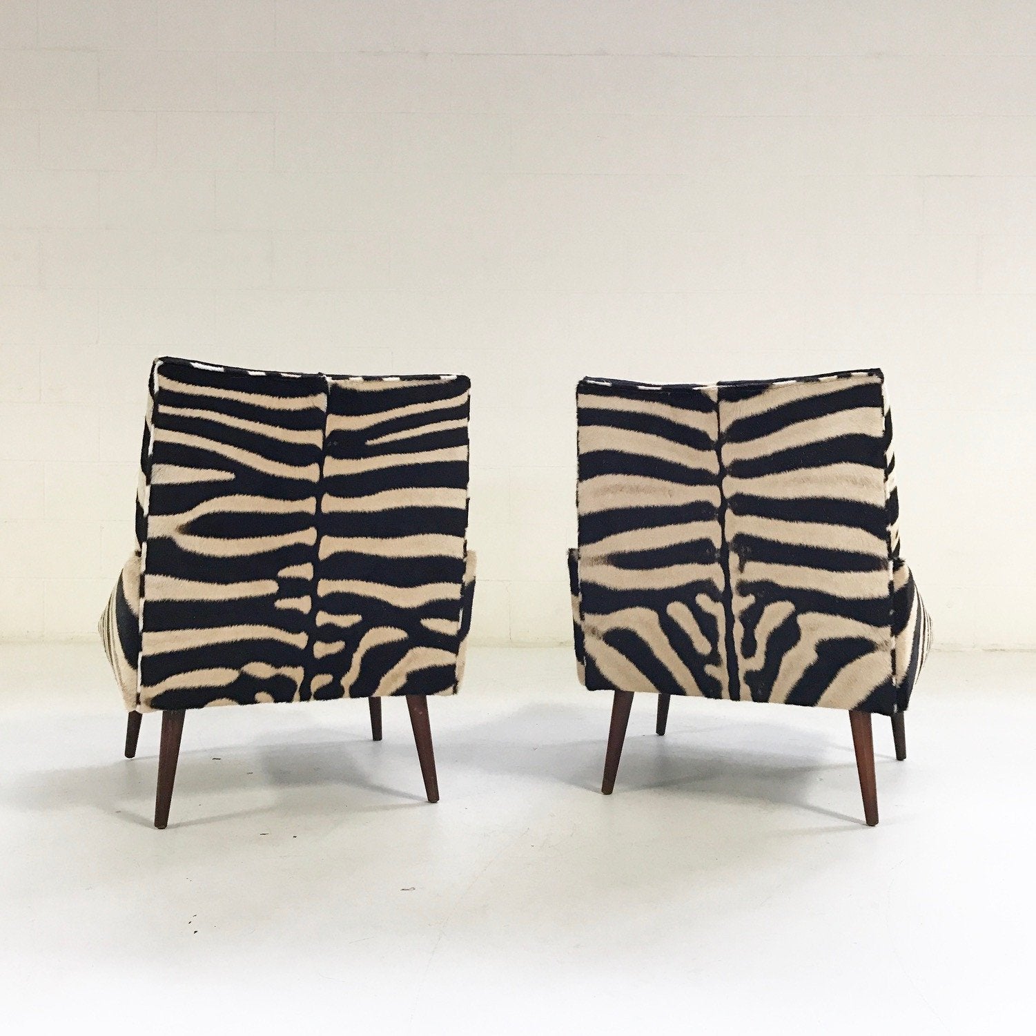 Adrian Pearsall Style Lounge Chairs in Zebra Hide