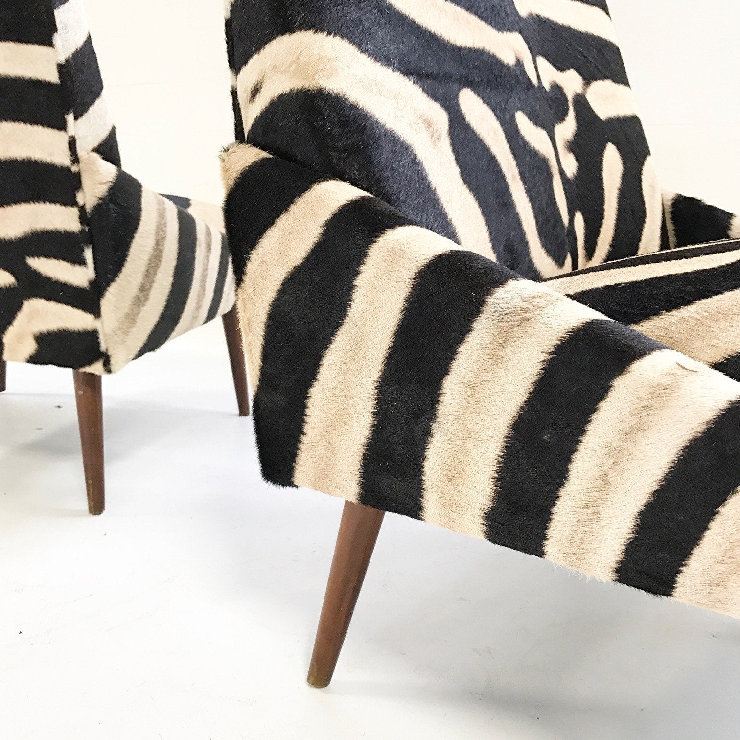 Adrian Pearsall Style Lounge Chairs in Zebra Hide