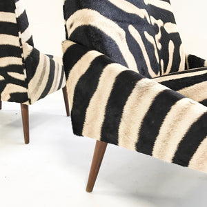 Adrian Pearsall Style Lounge Chairs in Zebra Hide