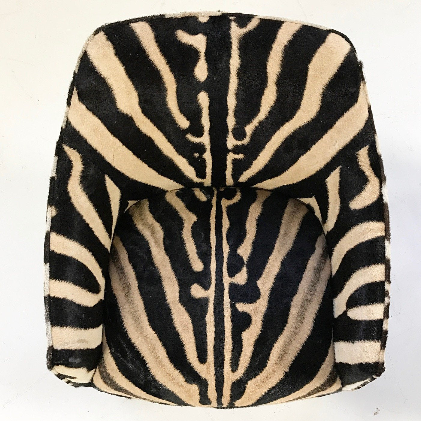 Jens Risom Walnut Base Swivel Chairs in Zebra Hide