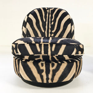 Milo Baughman Swivel Tilt Slipper Chairs in Zebra Hide