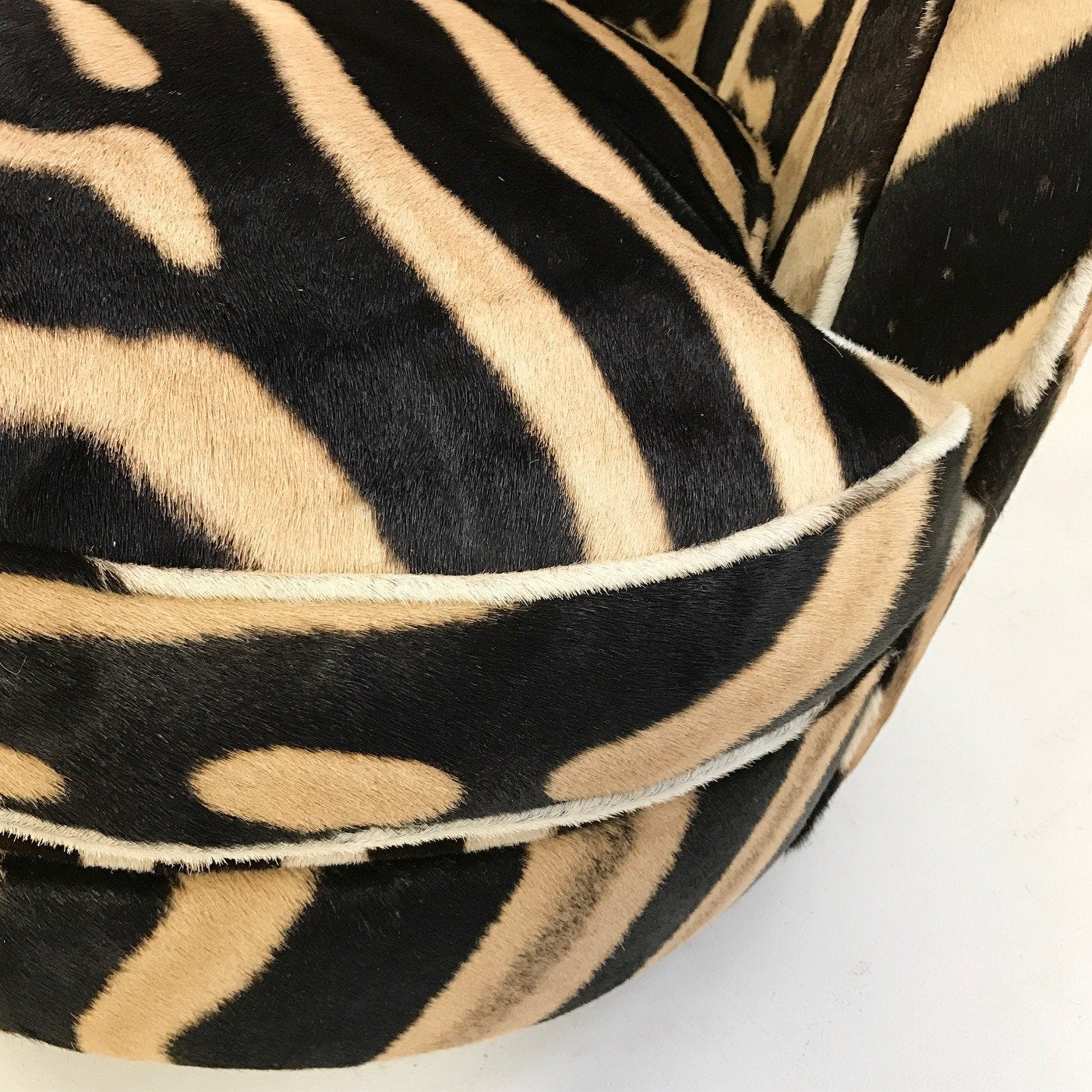 Milo Baughman Swivel Tilt Slipper Chairs in Zebra Hide