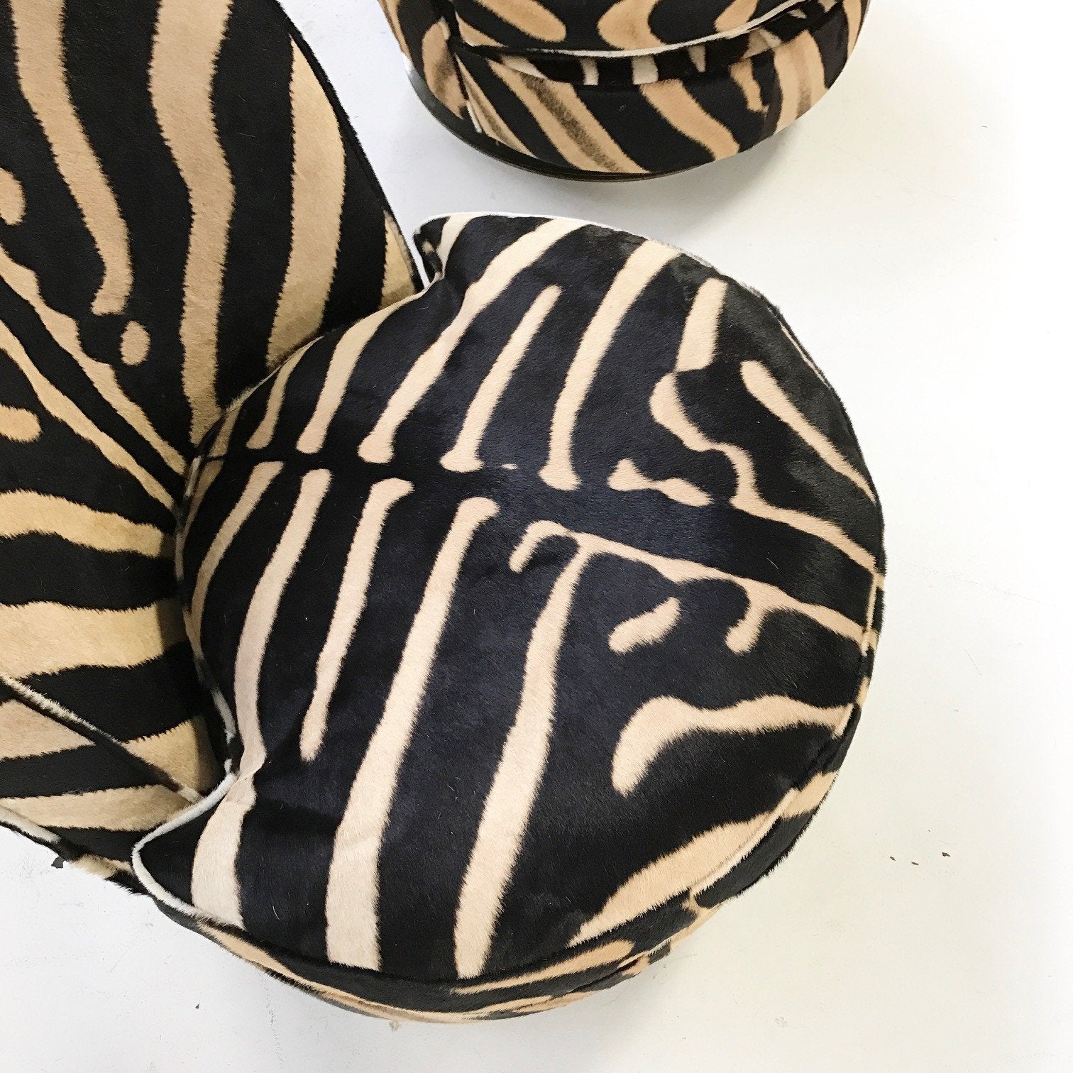 Milo Baughman Swivel Tilt Slipper Chairs in Zebra Hide