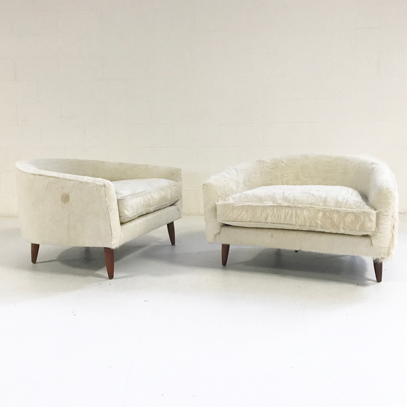 Adrian Pearsall Cloud Chairs for Craft Associates in Ivory Cowhide