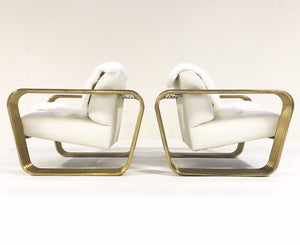 c. 1975 Jay Spectre Lounge Chairs with New Zealand Sheepskin Throws