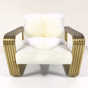 c. 1975 Jay Spectre Lounge Chair with New Zealand Sheepskin Throw